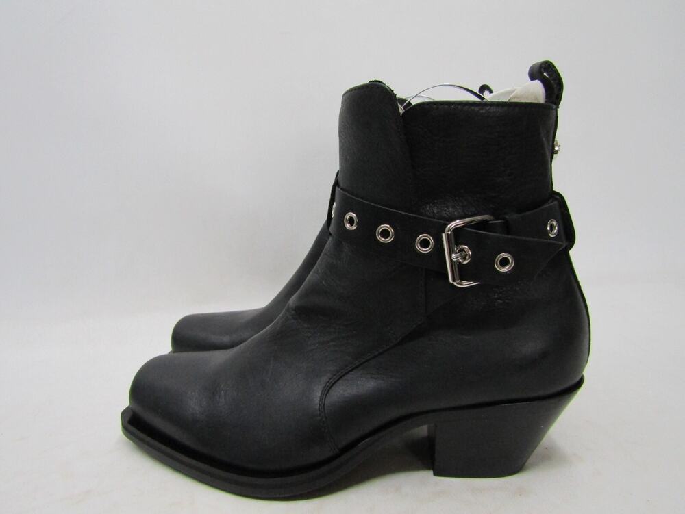 Versace Mens Size 43 EUR Black Leather Buckle Square Toe Ankle 6" Shaft Boots